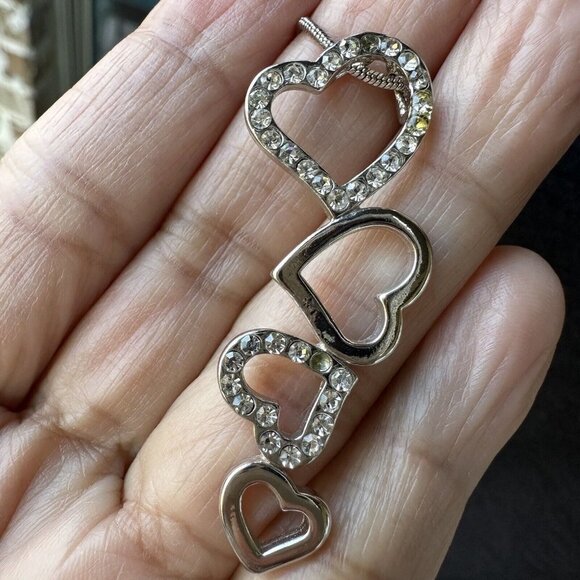 Fashion Necklace 16" Skeleton Key Hearts Charm‎ Silver Tone Statement Set Of 3 - Picture 7 of 11